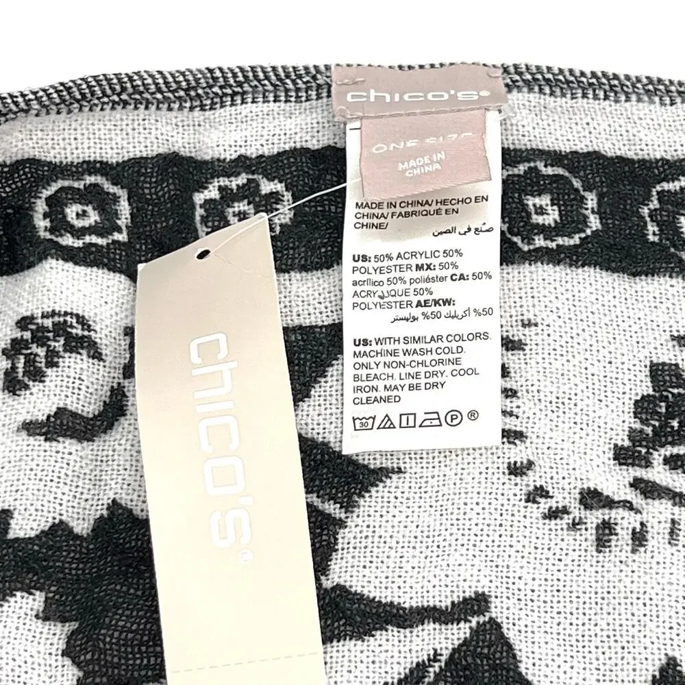 Chico’s women’s floral cozy reversible wrap shawl scarf